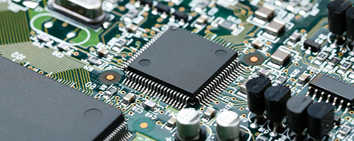 Close-up of a computer board with chips.