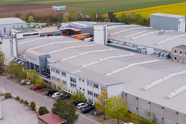 Industriegebäude aus der Luftperspektive