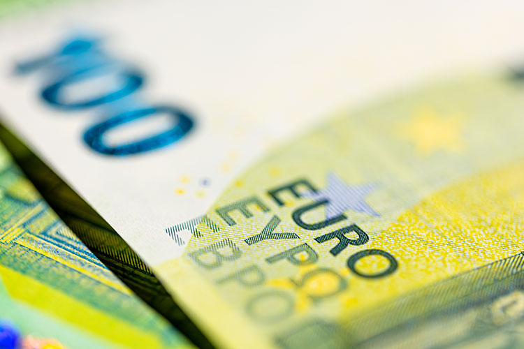 Close-up of euro banknotes